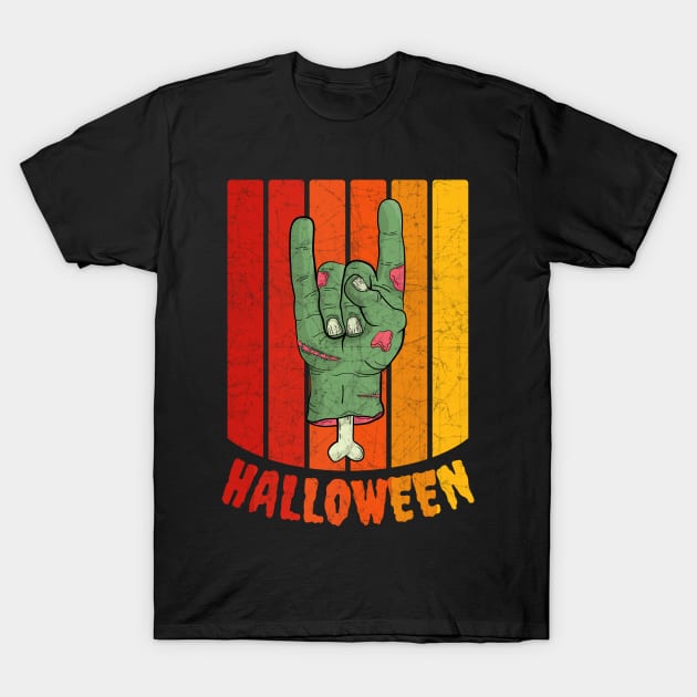 Vintage Retro Distressed Halloween Zombie Hand Scary Costume T-Shirt by heidiki.png